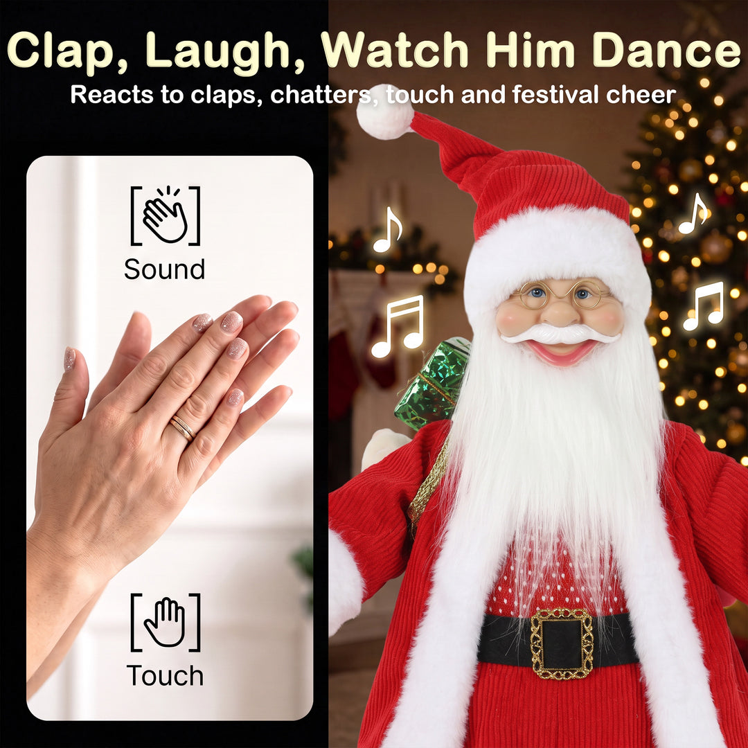 2ft Singing Skiing Santa Claus, Standing Christmas Animated Santa - view 5