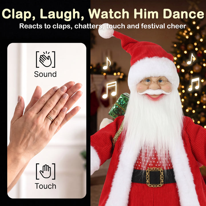 2ft Singing Skiing Santa Claus, Standing Christmas Animated Santa - view 5