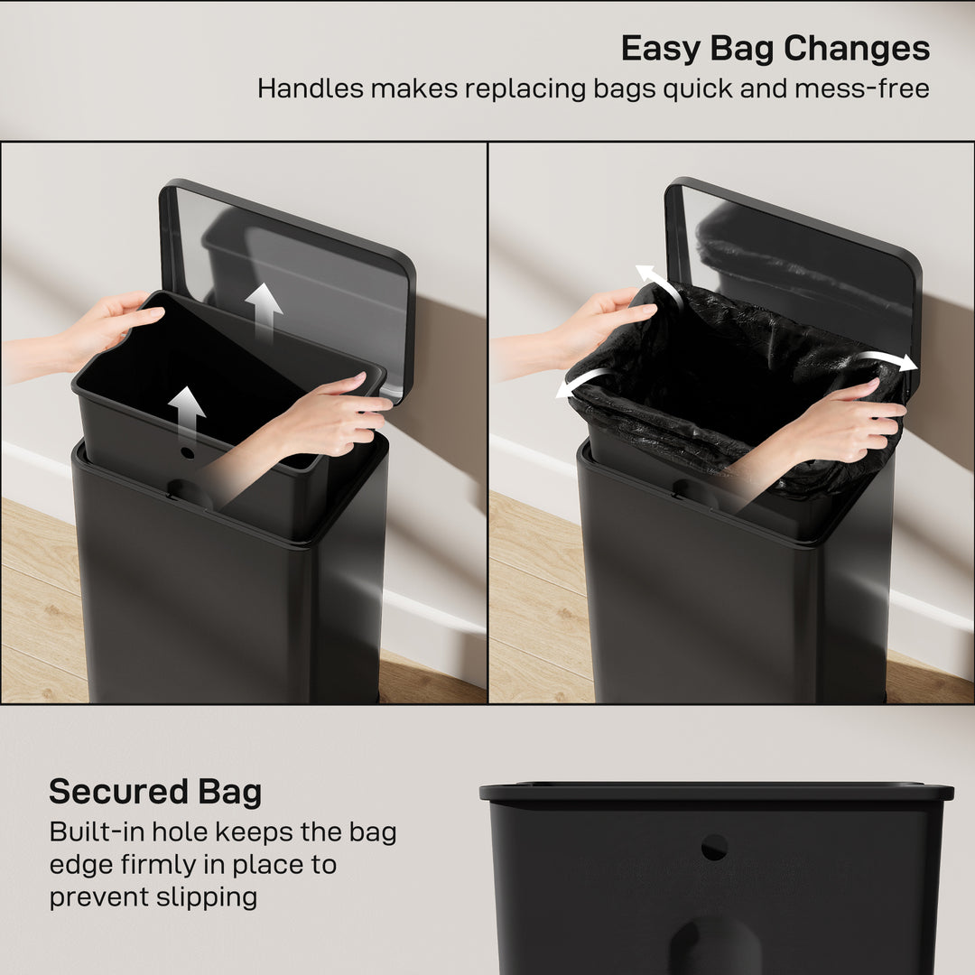 20L Kitchen Bin with Soft-Close Lid and Stay-Open Function, Stainless 