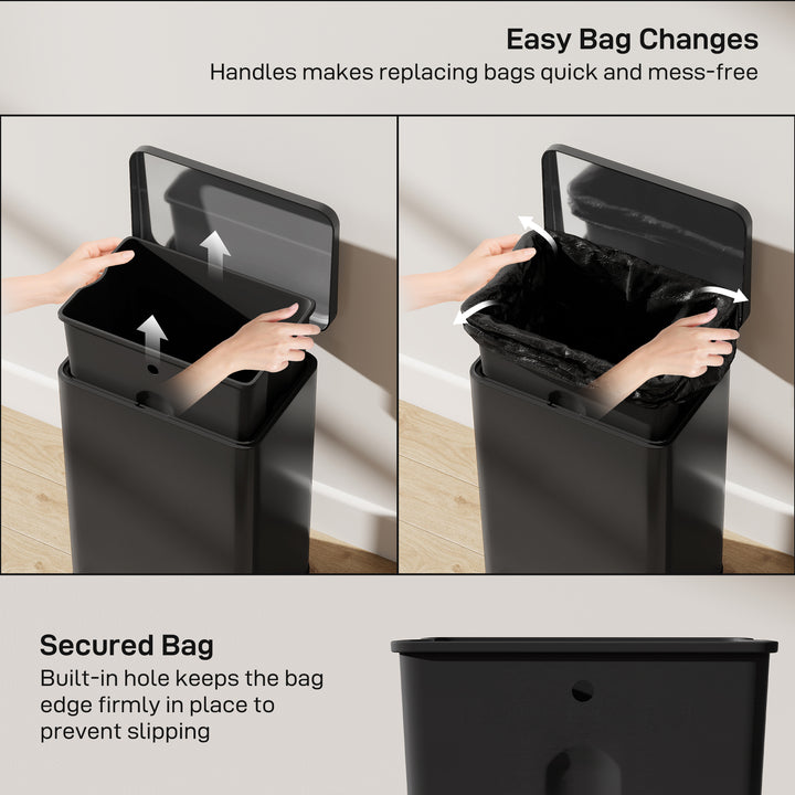 20L Kitchen Bin with Soft-Close Lid and Stay-Open Function, Stainless 