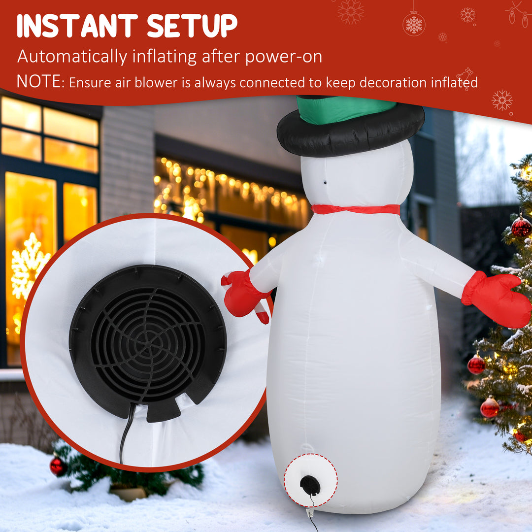 Outsunny 8FT Christmas Inflatable Outdoor Decoration with Dynamic Disco &amp; LED Lights, Self-Inflating Christmas Blow Up Snowman for Garden, Indoor Outdoor Home Decor