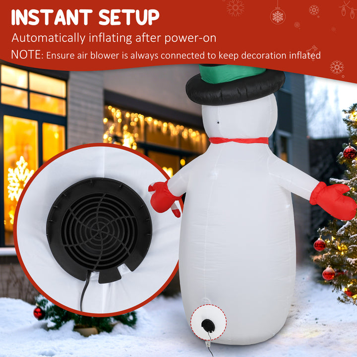 Outsunny 8FT Christmas Inflatable Outdoor Decoration with Dynamic Disco &amp; LED Lights, Self-Inflating Christmas Blow Up Snowman for Garden, Indoor Outdoor Home Decor