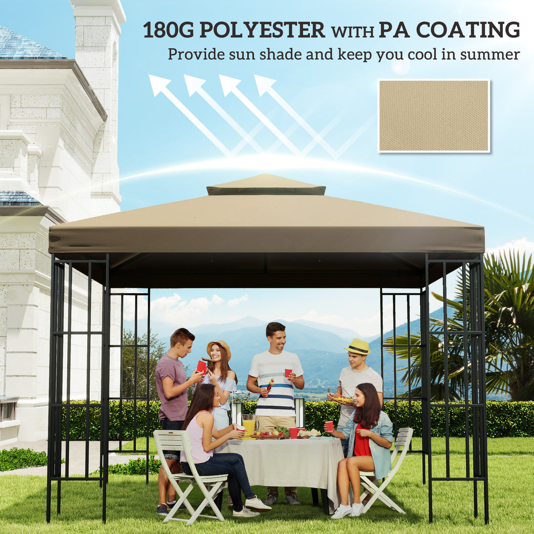 3(m) Gazebo Top Cover Double Tier Canopy Replacement Pavilion Roof Deep Beige