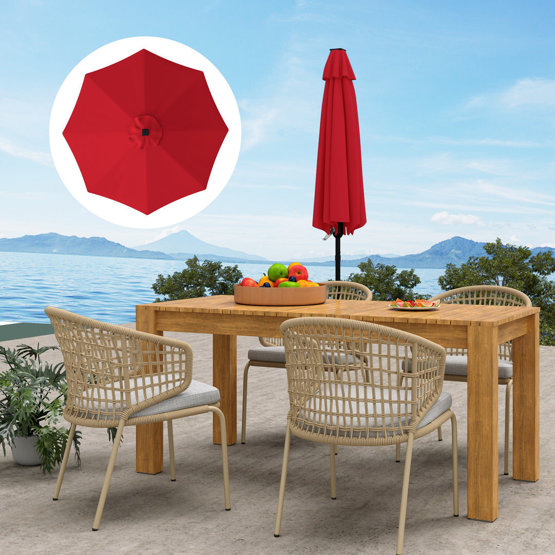 3 m Replacement Parasol Canopy with Top Vent, UPF 50+ Garden Parasol Replacement Canopy, 8 Rib Parasol Cover Replacement Fits Various Frames, Red