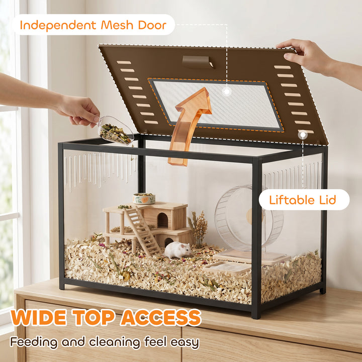 Hamster Cage, Chewproof Metal Rat Cage with Deep Base, Openable Top fo