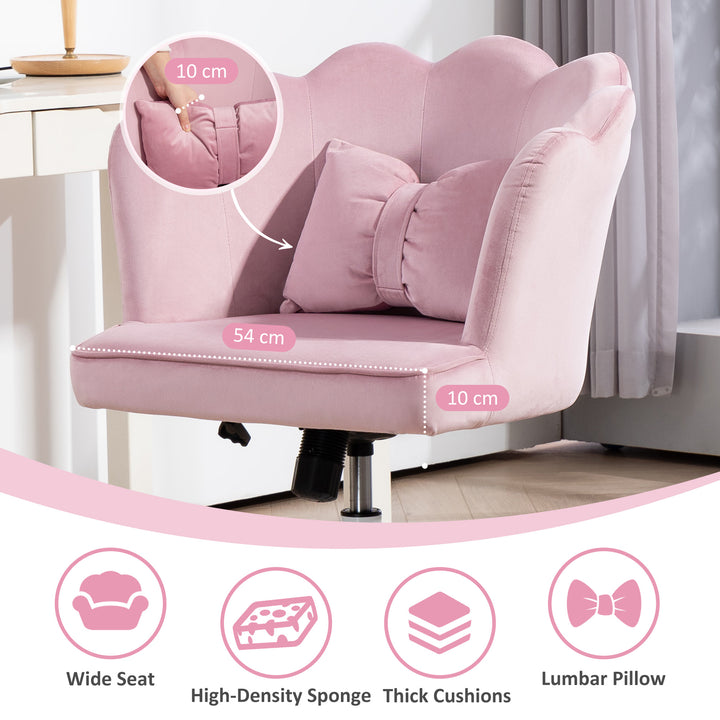 Velvet-Feel Petal Back Office Chair - Pink