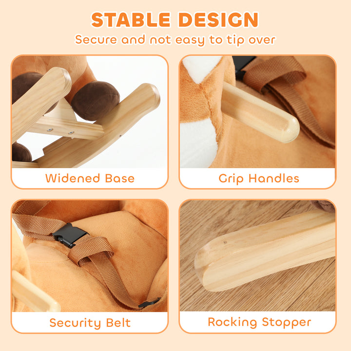 Rocking Horse, Ride on Horse Deer Design with Sounds, Security Belt - view 5