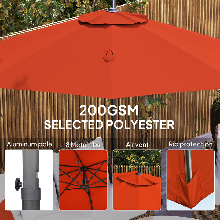 Five-Position Overhanging Parasol - Orange