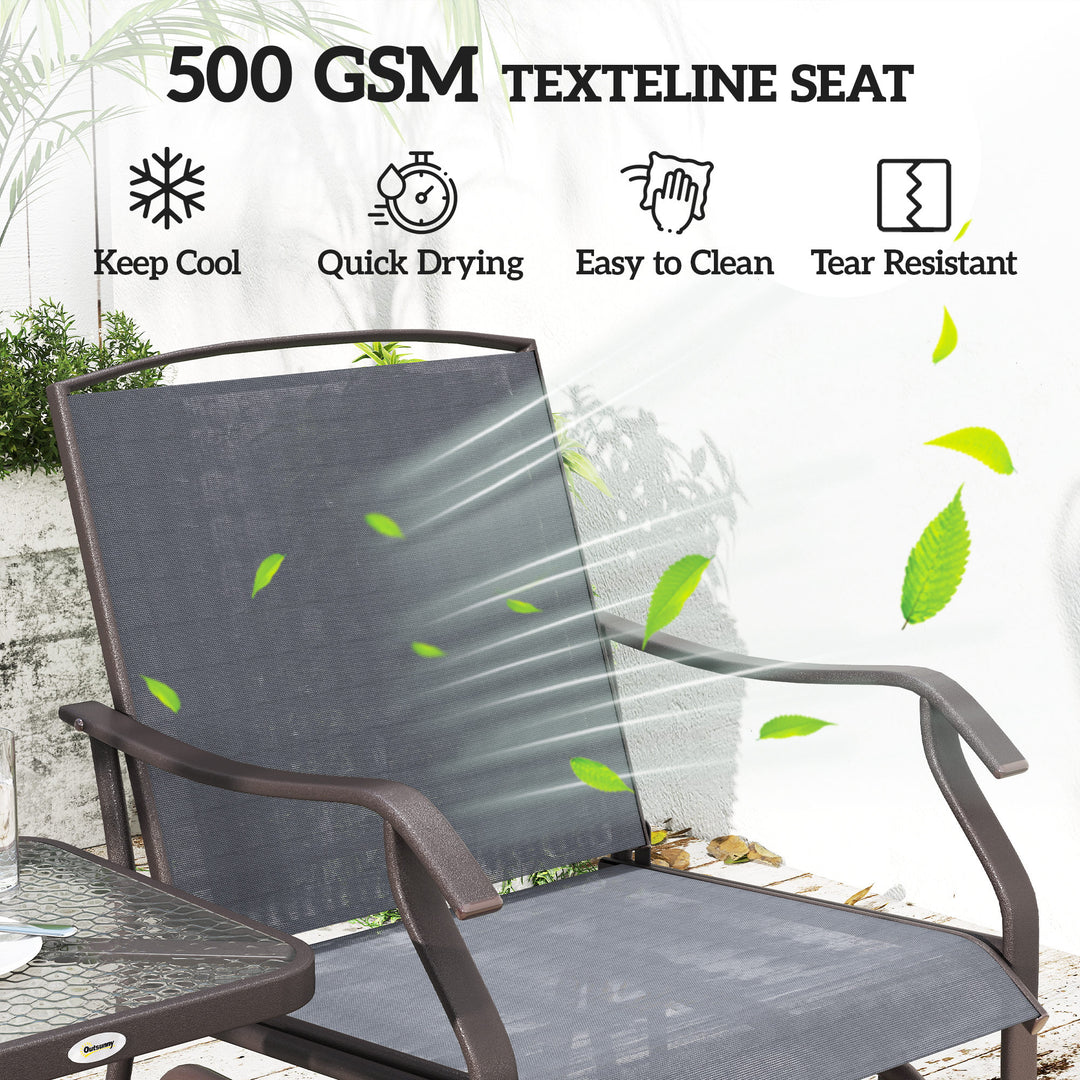 Glider Rocking Chair & Table Set 2 Single Seaters Rocker Garden Swing Chair Patio Furniture Bistro Set Grey