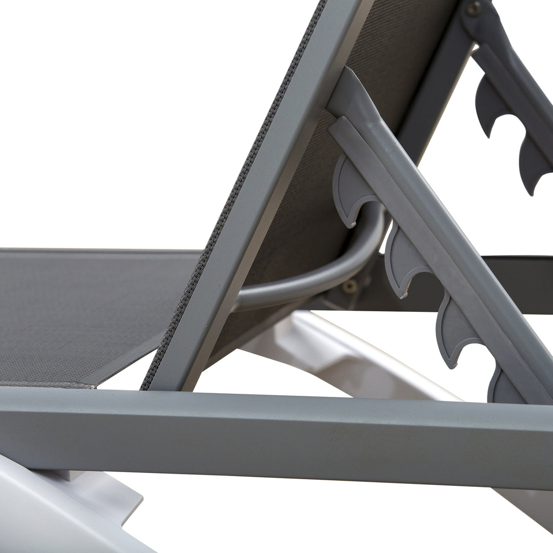 Aluminium Frame Sun Lounger, with Adjustable Back - Grey