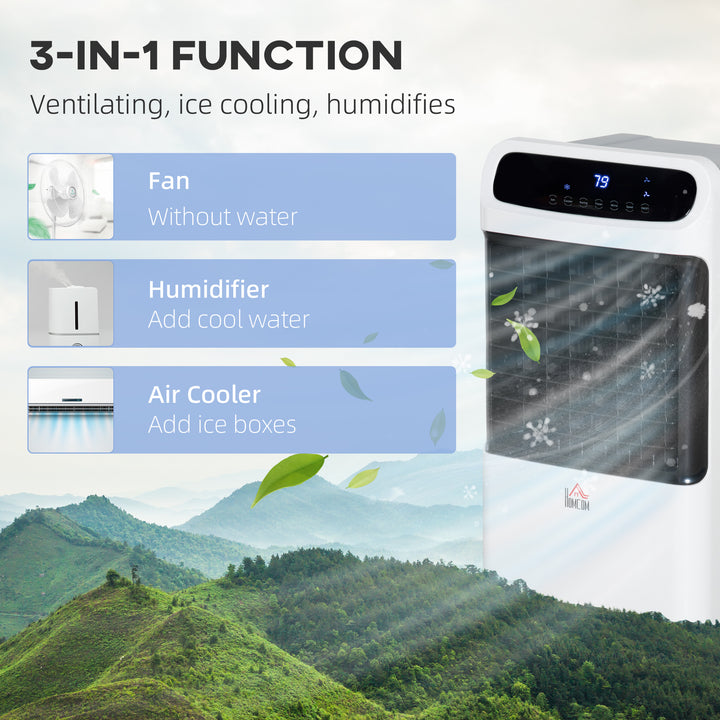 Mobile Air Cooler, 12L Tank Evaporative Ice Cooling Fan Water Conditioner Humidifier Unit with 3 Modes, 3 Speed, Remote, Timer, Oscillating for Home Bedroom
