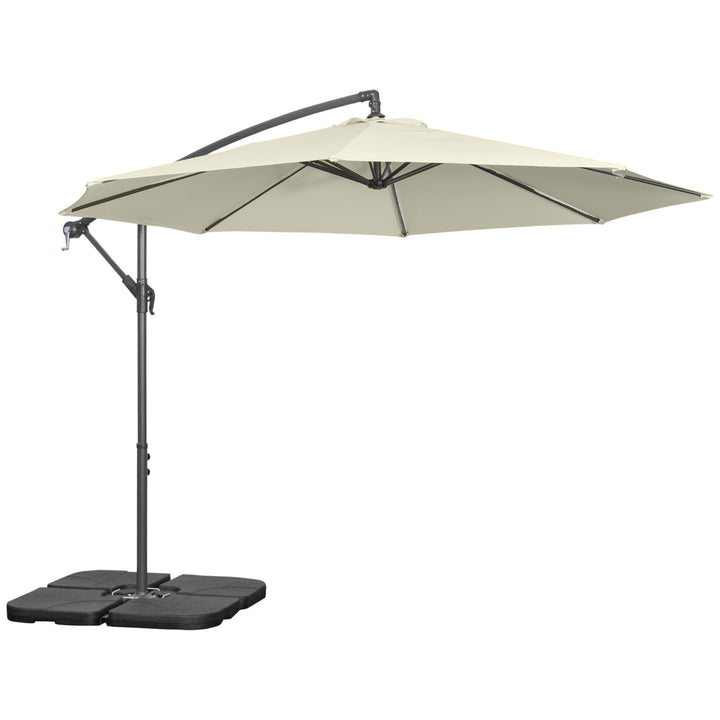 3(m) Garden Parasol Sun Shade Banana Umbrella Cantilever with Crank Handle, Cross Base Beige