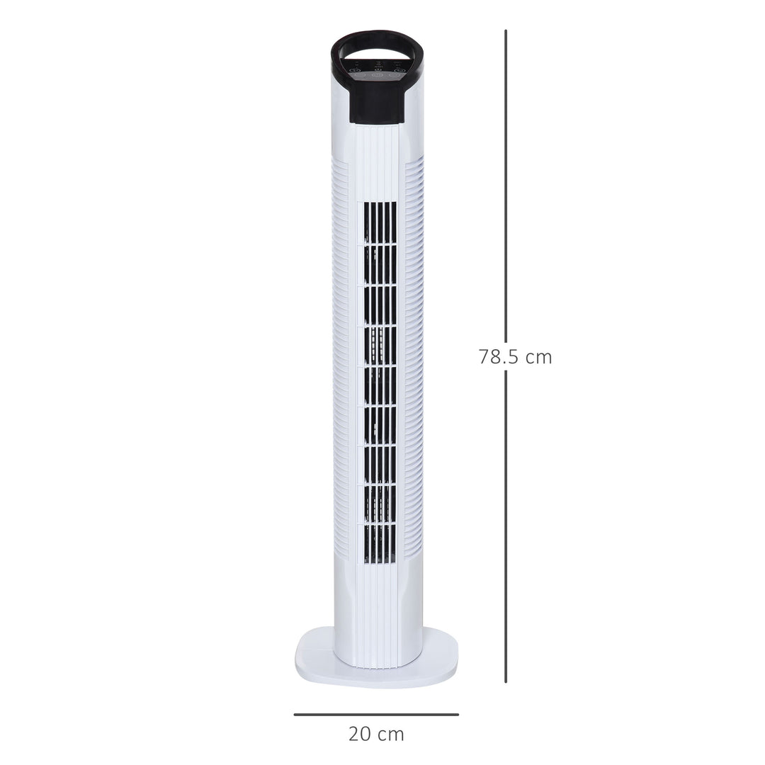 HOMCOM Tower Fan Freestanding, 3 Speeds 3 Modes, 7.5h Timer, 70 Oscillation, LED Display, 5M Remote, Black/White | Aosom UK