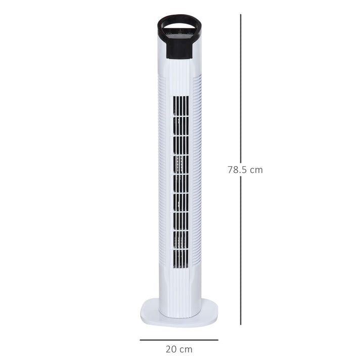 HOMCOM Tower Fan Freestanding, 3 Speeds 3 Modes, 7.5h Timer, 70 Oscillation, LED Display, 5M Remote, Black/White | Aosom UK