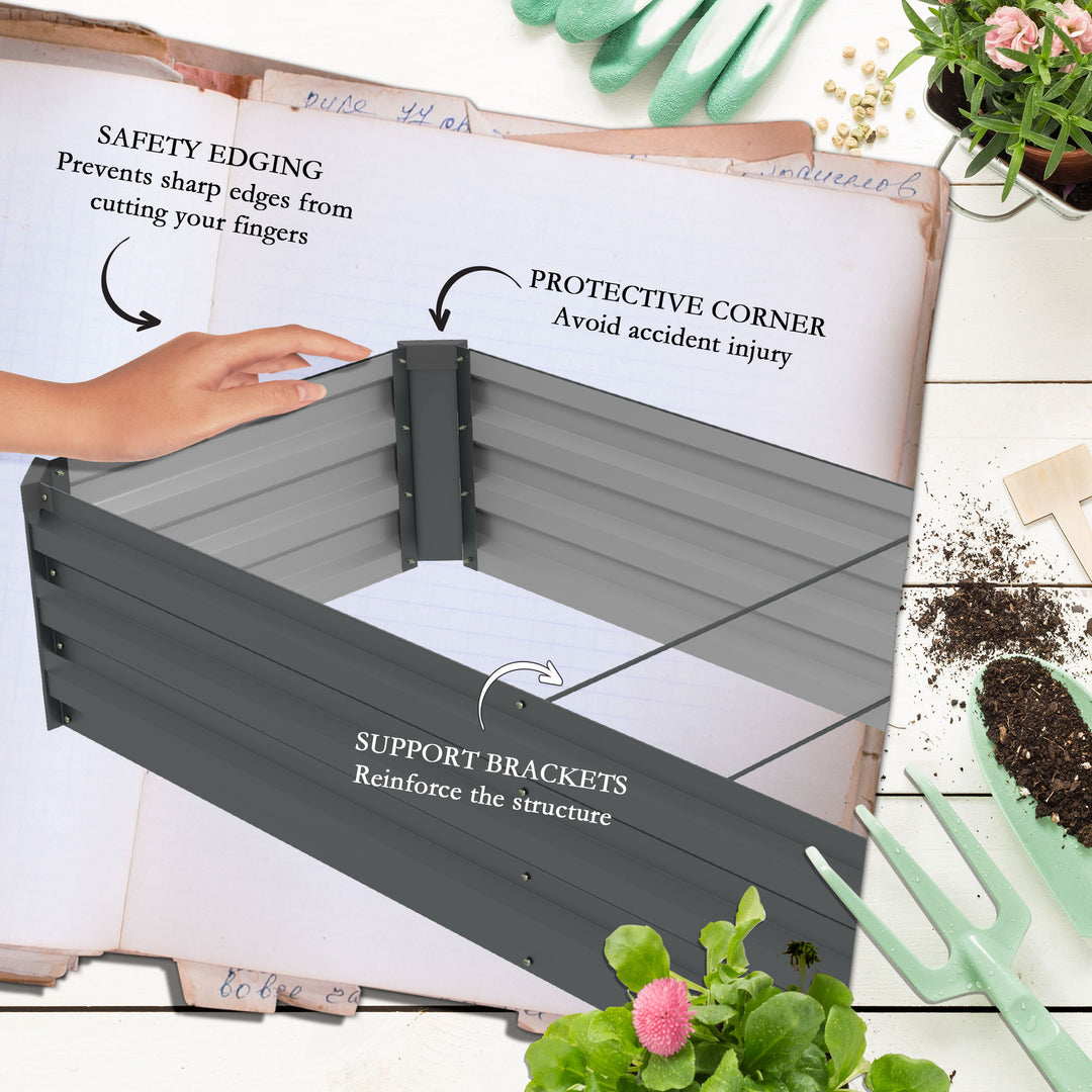 60 x 240cm Galvanised Steel Planter, with Open Bottom, Pack of 2