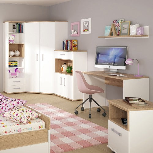 4kids Desk in Light Oak and White High Gloss