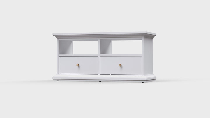 Paris TV Unit - 2 Shelves 2 Drawers in White