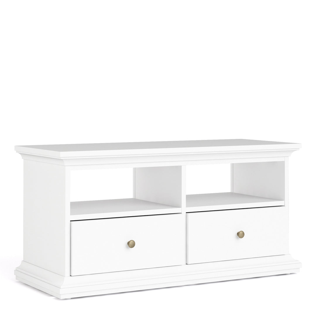 Paris TV Unit - 2 Shelves 2 Drawers in White