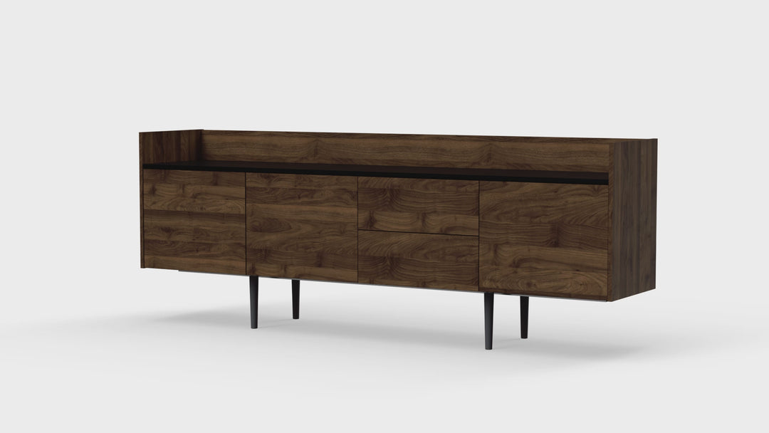 Unit Sideboard 2 Drawers 3 Doors in Walnut and Black