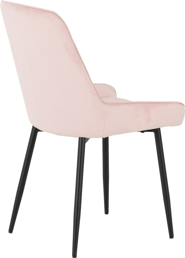 Treviso & Avery Dining Set (X4 Chairs) - Light Oak Effect/Baby Pink Velvet