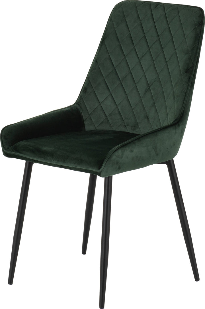 Athens Rect & Avery Dining Set (X4 Chairs) - Medium Oak Effect/Emerald Green Velvet
