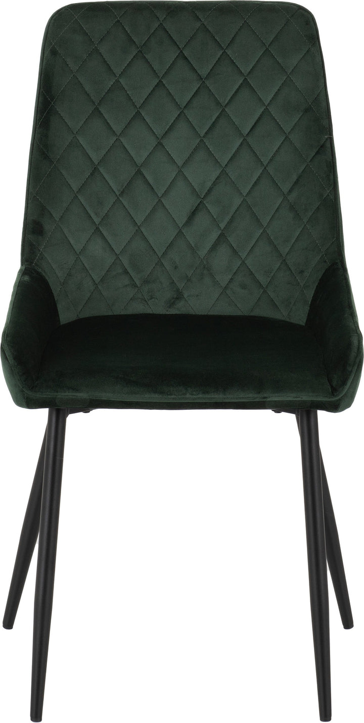 Athens Rect & Avery Dining Set (X4 Chairs) - Medium Oak Effect/Emerald Green Velvet