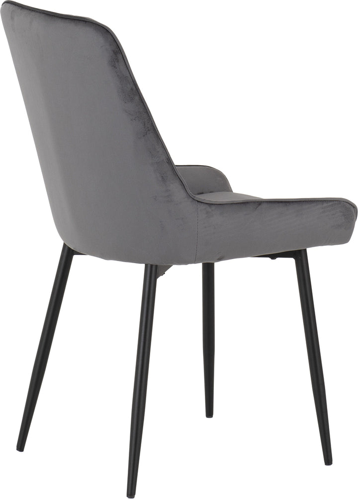 Athens Round & Avery Dining Set (X4 Chairs) - Concrete/Grey Velvet