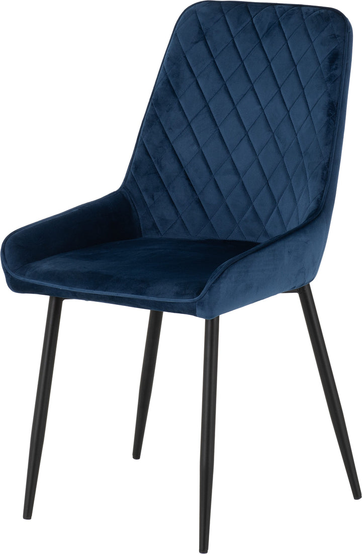 Athens Rect & Avery Dining Set (X4 Chairs) - Concrete/Sapphire Blue Velvet