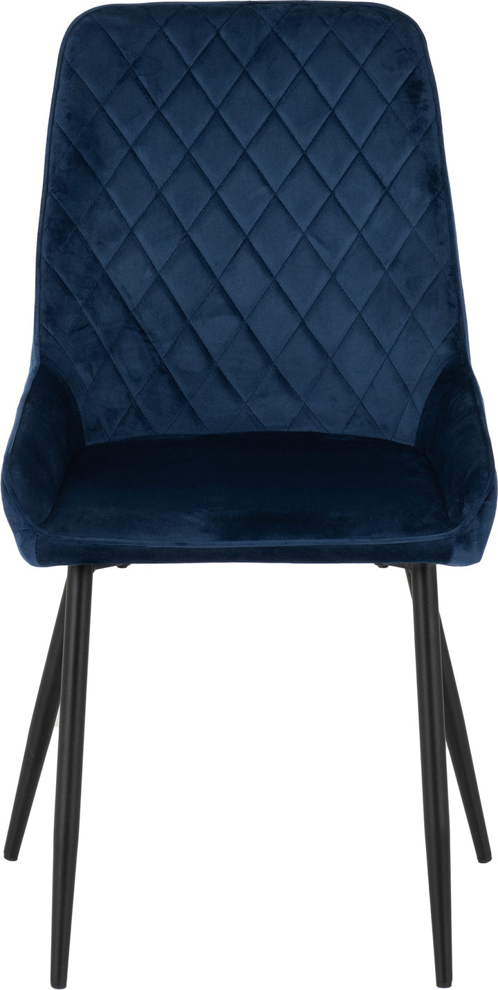 Treviso & Avery Dining Set (X4 Chairs) - Light Oak Effect/Sapphire Blue Velvet