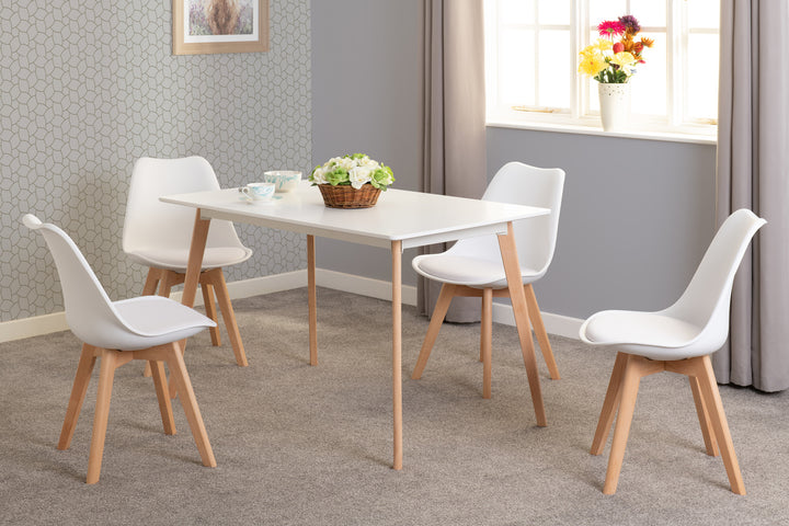Bendal Dining Set (X4 Chairs) - White Pu/Beech