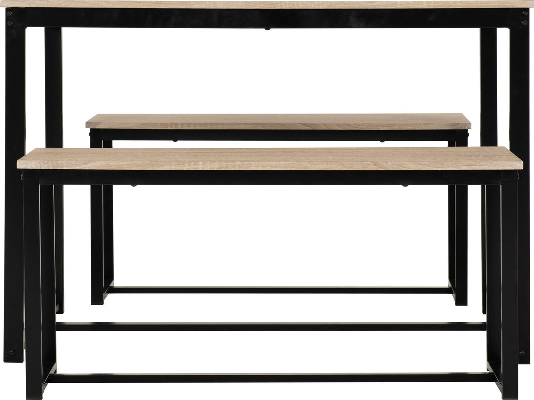 Lincoln 1+2 Dining Bench Set - Sonoma Oak Effect/Black