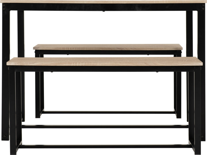 Lincoln 1+2 Dining Bench Set - Sonoma Oak Effect/Black