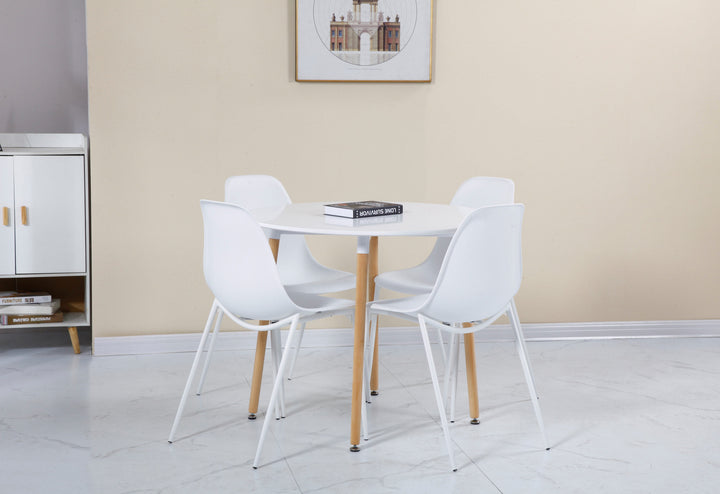 Lindon Dining Set (X4 Chairs) - White/Natural Oak