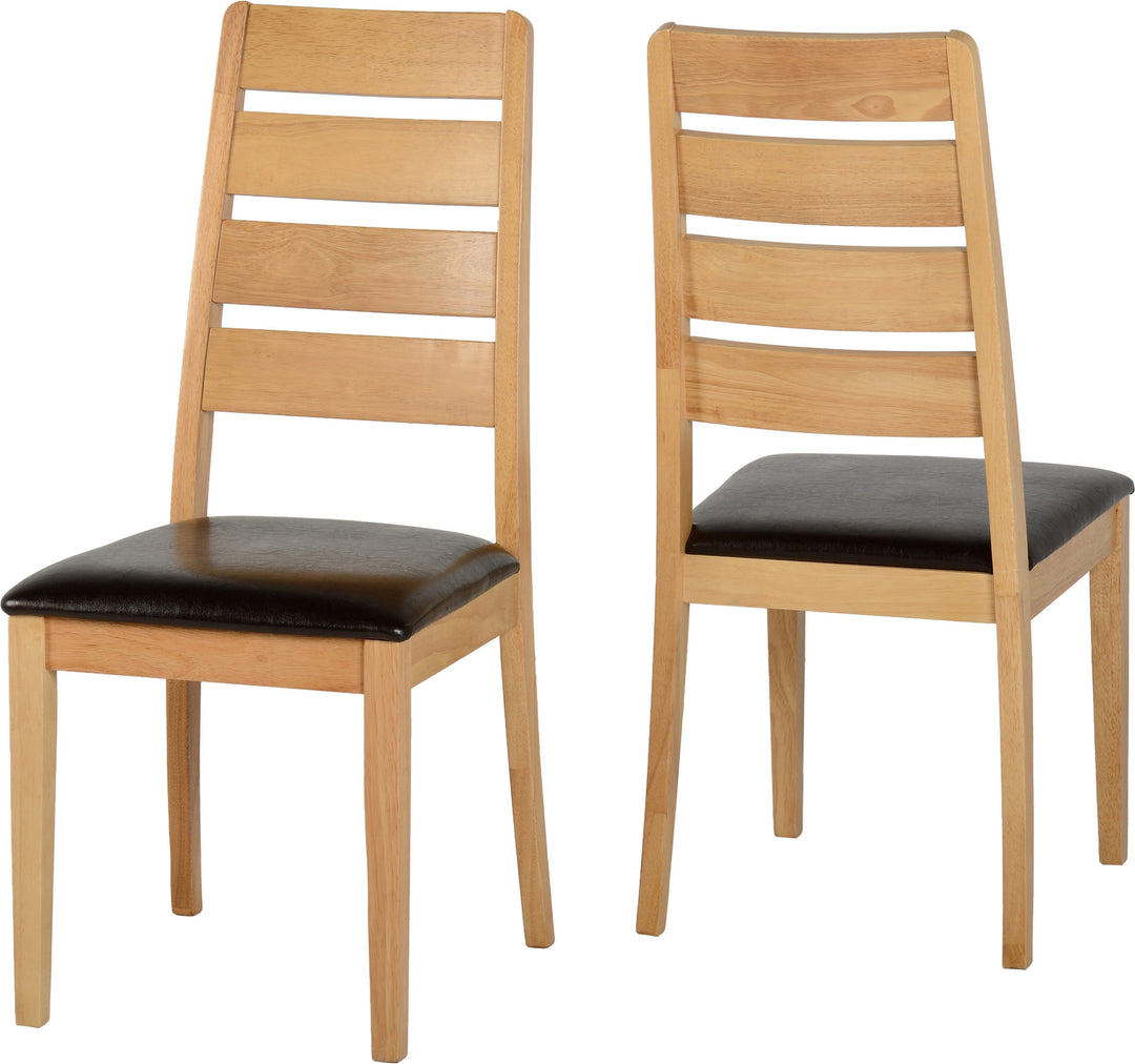 Logan Small Dining Set (X4 Chairs) - Oak Varnish/Brown Pu
