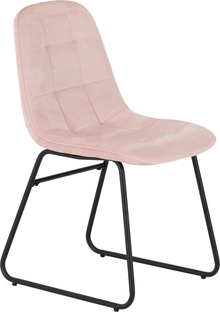 Quebec Wave & Lukas Dining Set (X4 Chairs) - Medium Oak Effect/Baby Pink Velvet