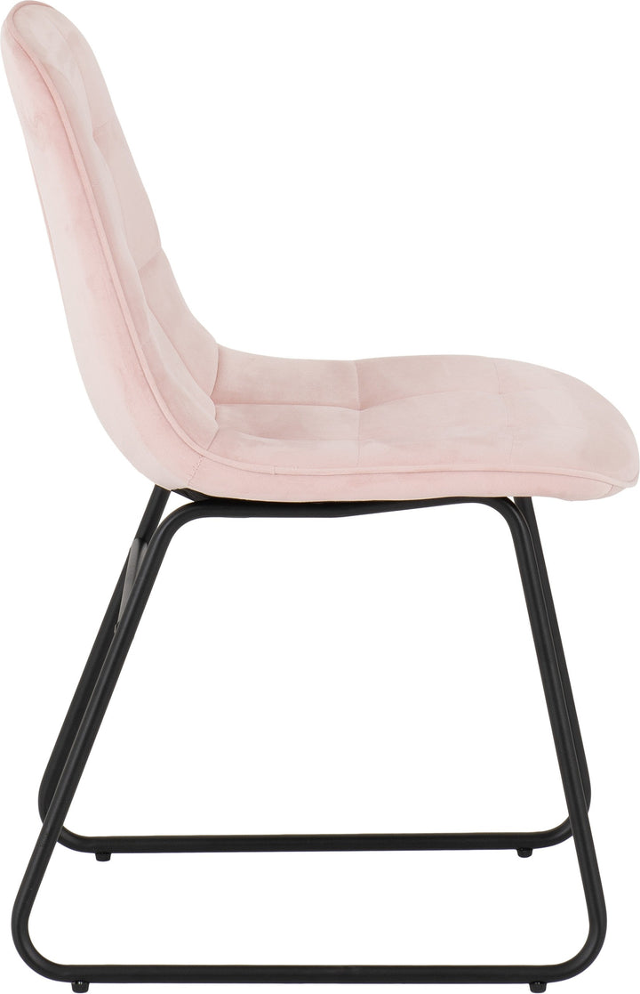 Avery & Lukas Extending Dining Set (X4 Chairs) - Concrete/Baby Pink Velvet