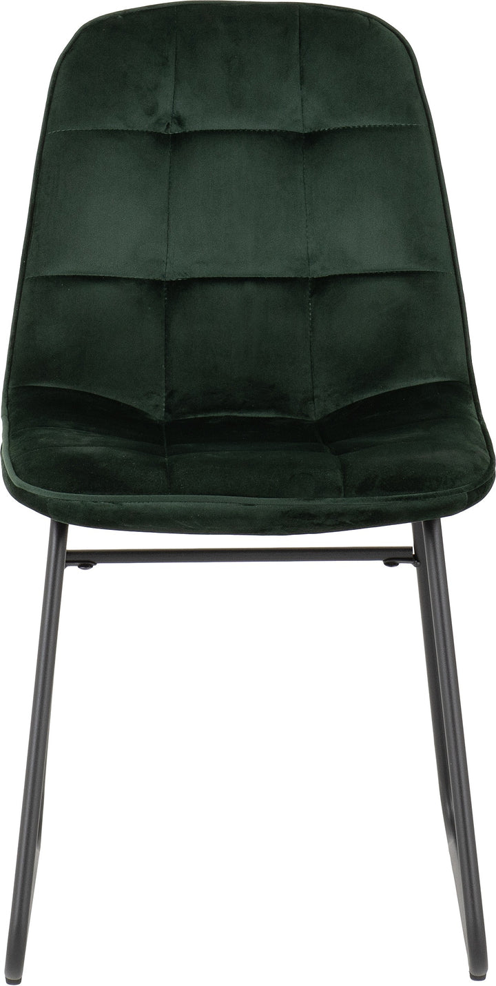 Quebec Wave & Lukas Dining Set (X4 Chairs) - Medium Oak Effect/Emerald Green Velvet