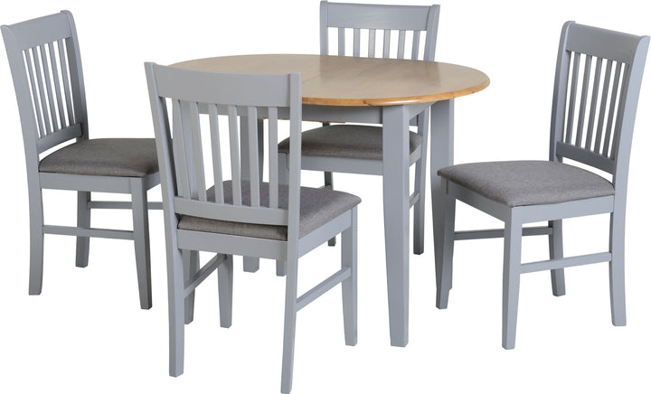 Oxford Extending Dining Set (X4 Chairs) - Grey/Natural Oak/Grey Fabric