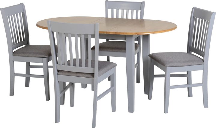 Oxford Extending Dining Set (X4 Chairs) - Grey/Natural Oak/Grey Fabric