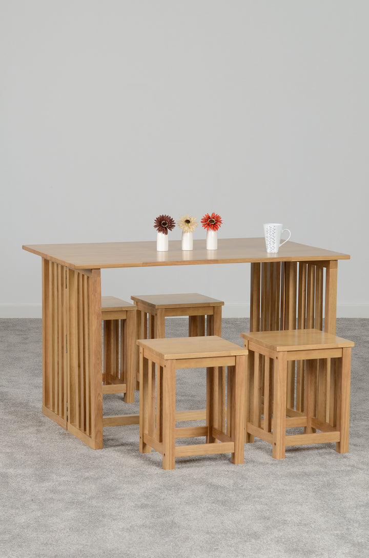 Richmond Foldaway Dining Set (X4 Stools) - Oak Varnish