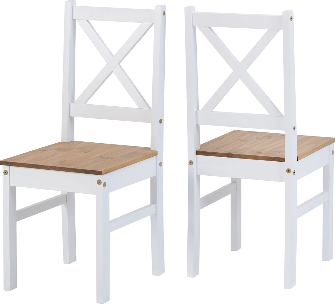 Salvador 1+4 Tile Top Dining Set - White/Distressed Waxed Pine