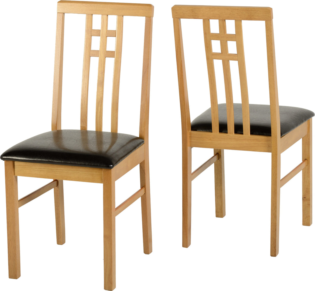 Vienna Dining Set (X2 Chairs) - Medium Oak/Brown Pu