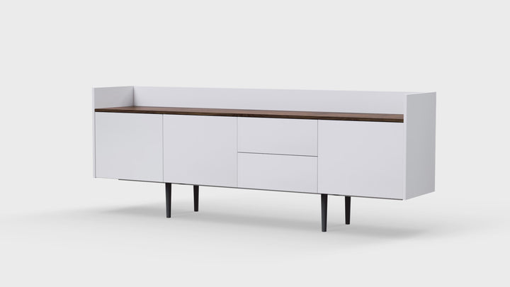 Unit Sideboard 2 Drawers 3 Doors in White and Walnut