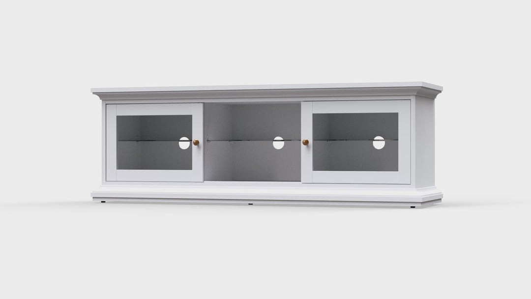 Paris TV Unit - Wide - 2 Doors 1 Shelf in White