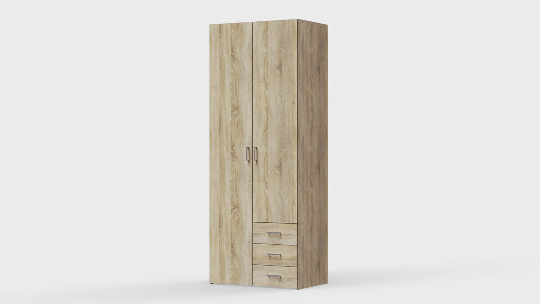 Space Wardrobe - 2 Doors 3 Drawers in Oak 2000