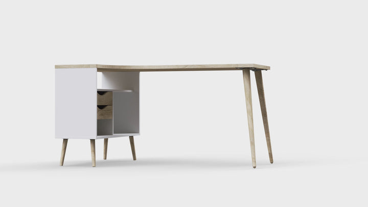 Oslo Desk 2 Drawer in White and Oak